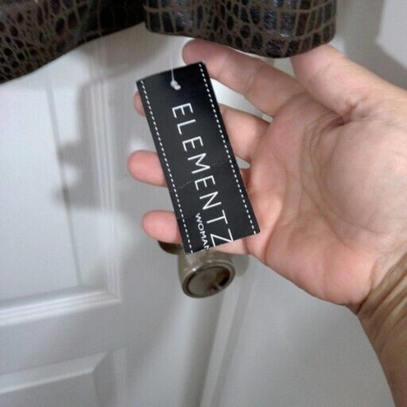 Elementz Woman Size 1X Brown Faux Snakeskin Jacket Full Zip Pockets Lined - Picture 6 of 11